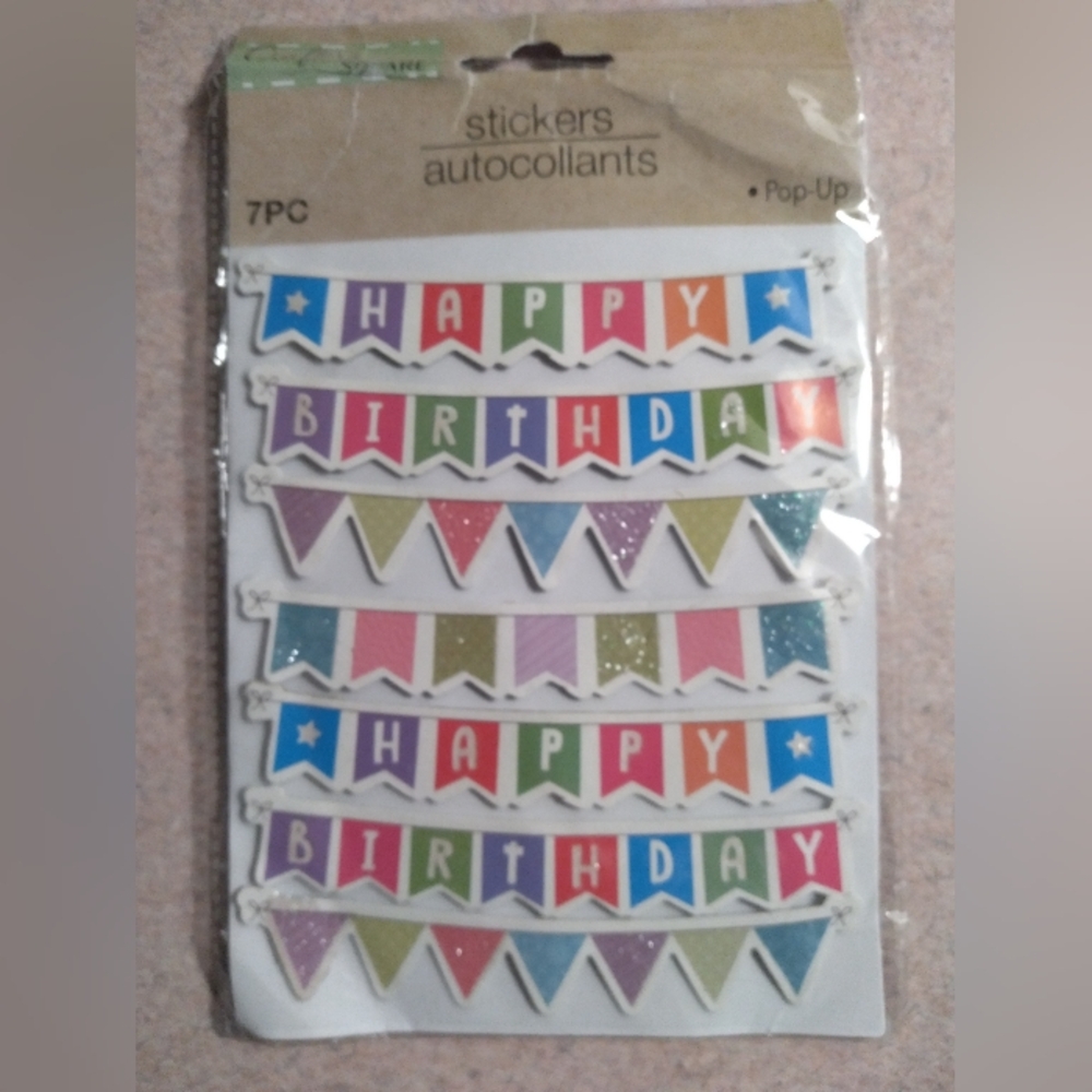 Crafters Square Pop Up Birthday Stickers